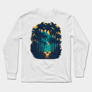 Tropical Sunset and Car Long Sleeve T-Shirt